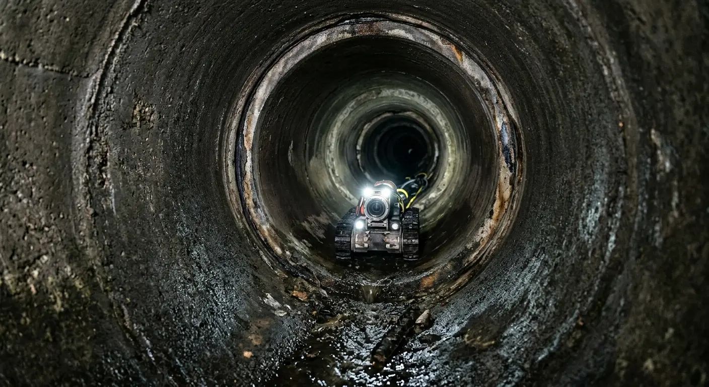 Robotic sewer camera inspecting pipe interior for Sewer Line Repair in Bucyrus